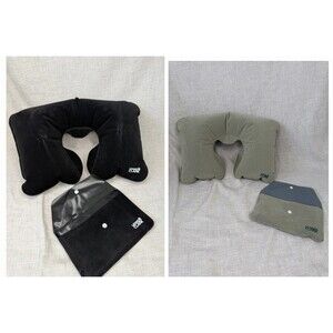 Lewis N. Clark Compact Inflatable Neck Pillows Set If 2 - Gray & Black Travel